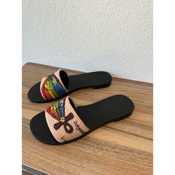 Christian Dior Embroidered Slide Sandals “Judgement” Rainbow Beaded Flats – Size - Picture 3 of 3